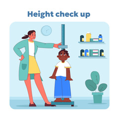 Pediatric height measurement. Vector illustration