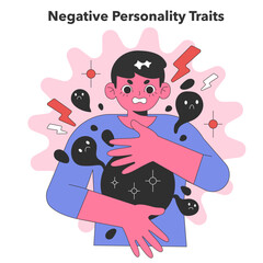 Negative Personality Traits concept. Flat vector illustration.