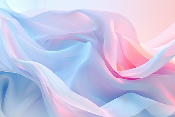 Blue pink pastel soft fabric light texture. Crumpled textile background with large folds. Abstract waved textured cloth. Mute tones. Flowing, ripple surface of pale calico curtain. Spectrum gradient