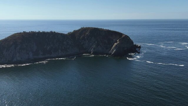 Aerial views of the Huatulco National Park and its coasts captured by drones. Oaxaca, Mexico