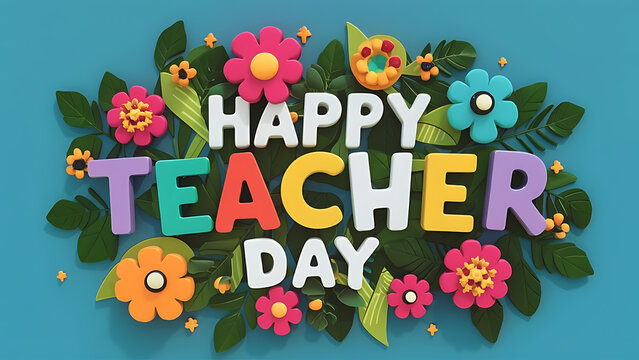 Happy Teacher's day World Teacher's Day Greeting Card, Background, Poster, Banner, World Teacher's Day concept, 3D illustrations