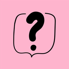 Question mark on pink background. Vector hand drawn illustration.