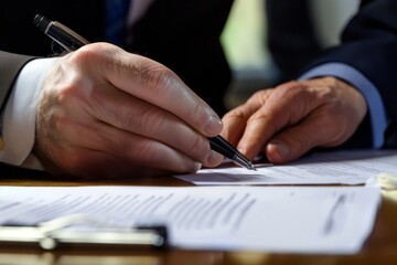 businessman signing a contract - obrazy, fototapety, plakaty
