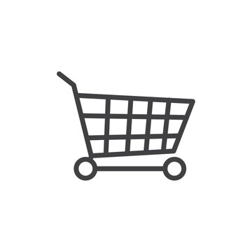 Shopping and Supermarket Icons. Retail Cart and Commercial Commerce Symbols.