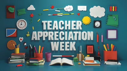 Happy Teacher's day World Teacher's Day Greeting Card, Background, Poster, Banner, World Teacher's Day concept, 3D illustrations