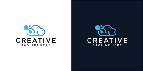 Creative Cloud logo design with technology concept.