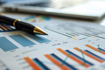 calculator and pen on financial data, finance, business, money
