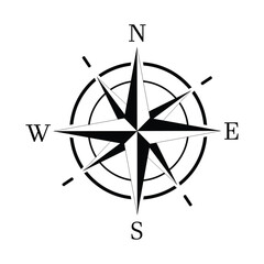 Vector compass rose with North, South, East, and West indicated