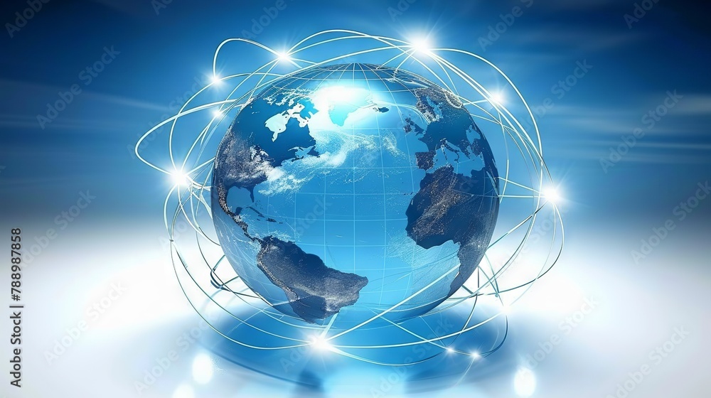Aufkleber global connectivity: a visualization of telecommunication networks encompassing planet earth, illust