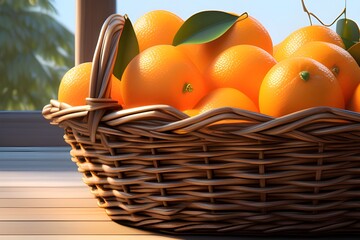 Orange In a basket fruit