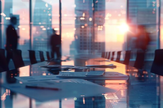 businessman moving around in a meeting room