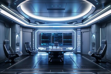 Modern sci-fi futuristic interior office design