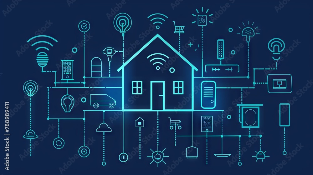 Aufkleber futuristic connectivity concept: abstract digital network patterns symbolizing internet of things (i
