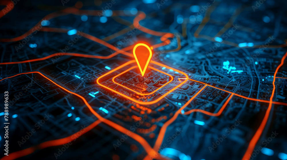 Poster pin location icon for navigation or map, generative ai