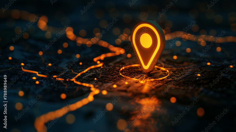 Poster pin location icon for navigation or map, generative ai