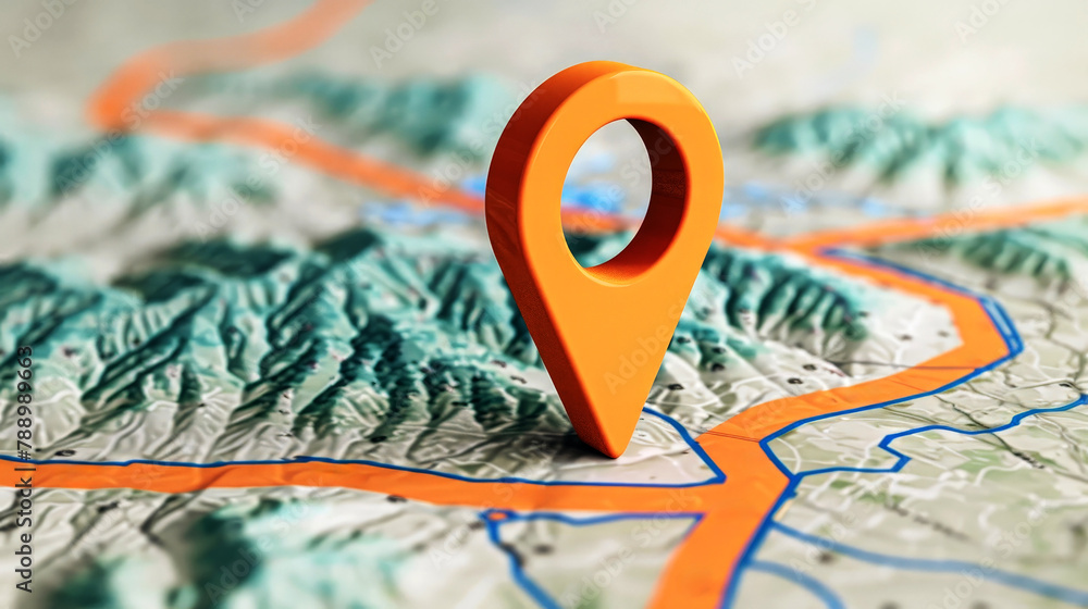 Poster pin location icon for navigation or map, generative ai