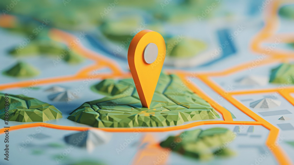 Poster pin location icon for navigation or map, generative ai