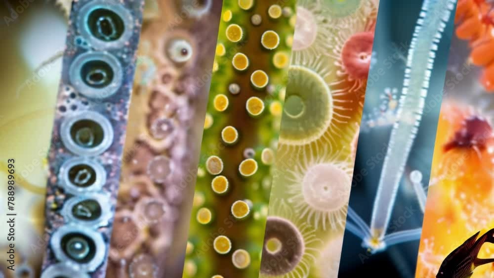 Poster a collage of several different nematodes each with varying sizes shapes and colors showcasing the di