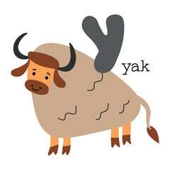 Educational illustration of letter Y from alphabet.	