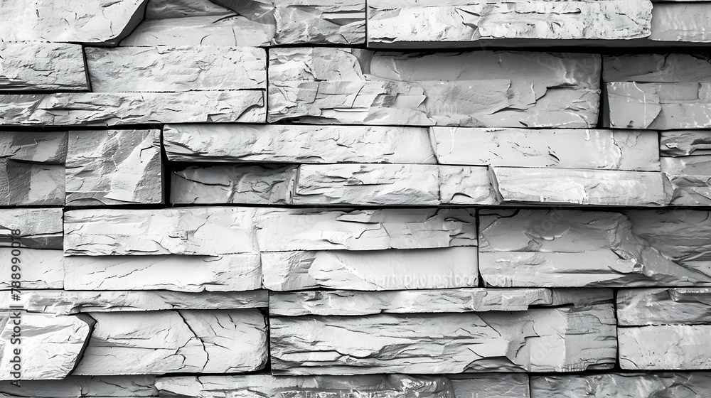 Leinwandbilder stone wall background white and gray brickwork abstract textured pattern backdrop with rocks banner 