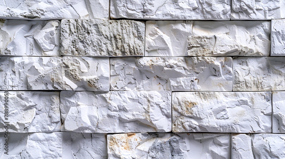 Poster background of stone wall pattern of white and gray brickwork abstract texture backdrop with rocks ba