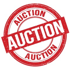 AUCTION text written on red round stamp sign