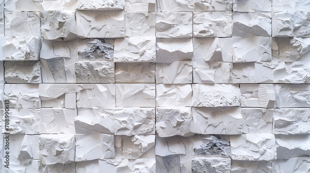 Poster background of stone wall pattern of white and gray brickwork abstract texture backdrop with rocks ba