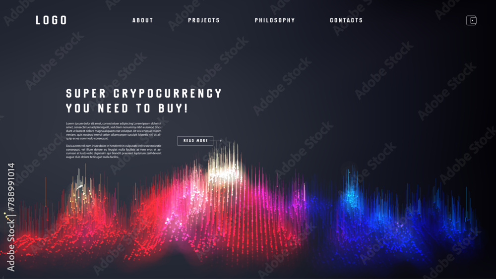 Poster landing page abstract design with big data. template for website or app.