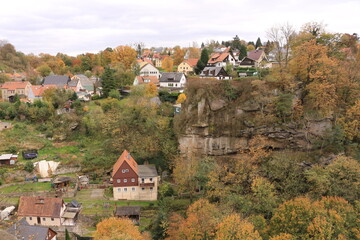 Blick in das Zentrum von Hohnstein in der Sächsischen Schweiz	