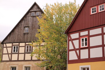 Blick in das Zentrum von Hohnstein in der Sächsischen Schweiz	