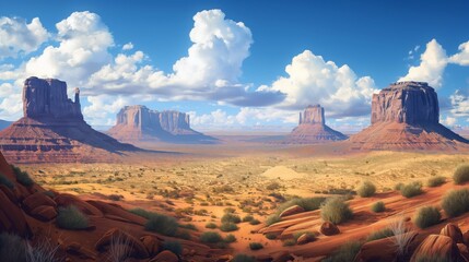 Desert Landscape with Monumental Rock Formations - obrazy, fototapety, plakaty