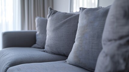 Fototapeta na wymiar close up empty grey fabric sofa decoration in a room : Generative AI