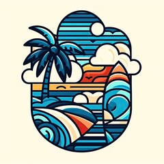 Summer tropical beach theme background with Generative AI.