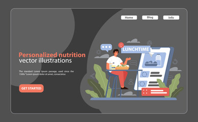 Personalized Nutrition Concept. A man engages with a digital nutrition assistant for a customized meal plan.