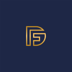 FD or DF monogram logo outline with gold color.