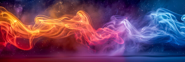 Abstract Cosmic Smoke Waves in Vivid Colors Across the Universe