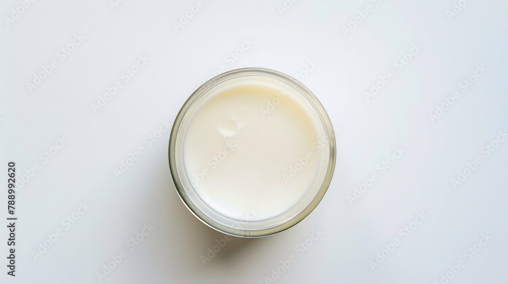 Poster top view of fresh milk in glass isolated on white background with clipping path : generative ai