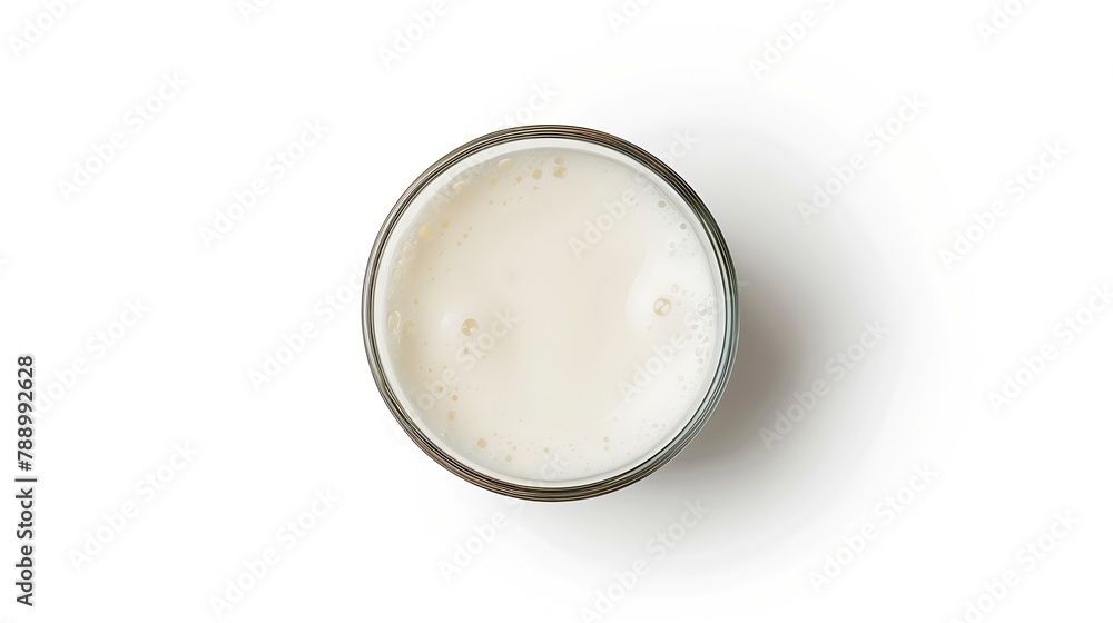 Poster Top view of fresh milk in glass isolated on white background with clipping path : Generative AI