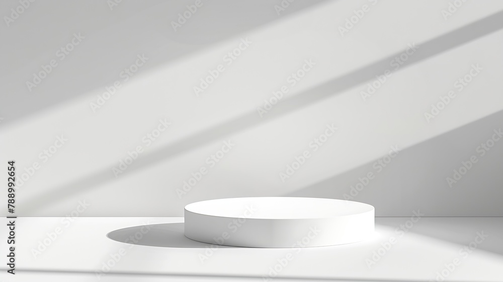 Poster empty white product presentation podium with trendy shadows abstract minimal empty stage cosmetic pa