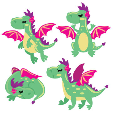 Cute dragon vector cartoon illustration