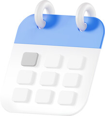 Blue 3D calendar icon.