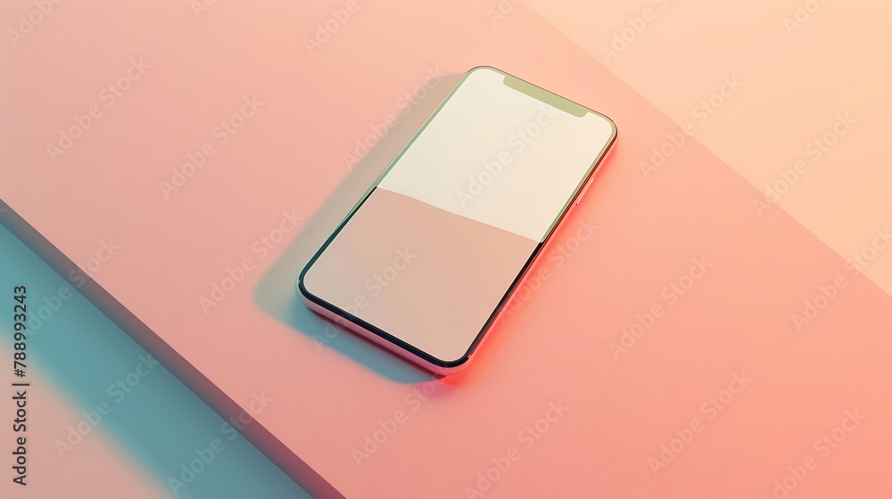 Aufkleber smartphone mockup phone with blank screen template flat lay minimalist styled : generative ai