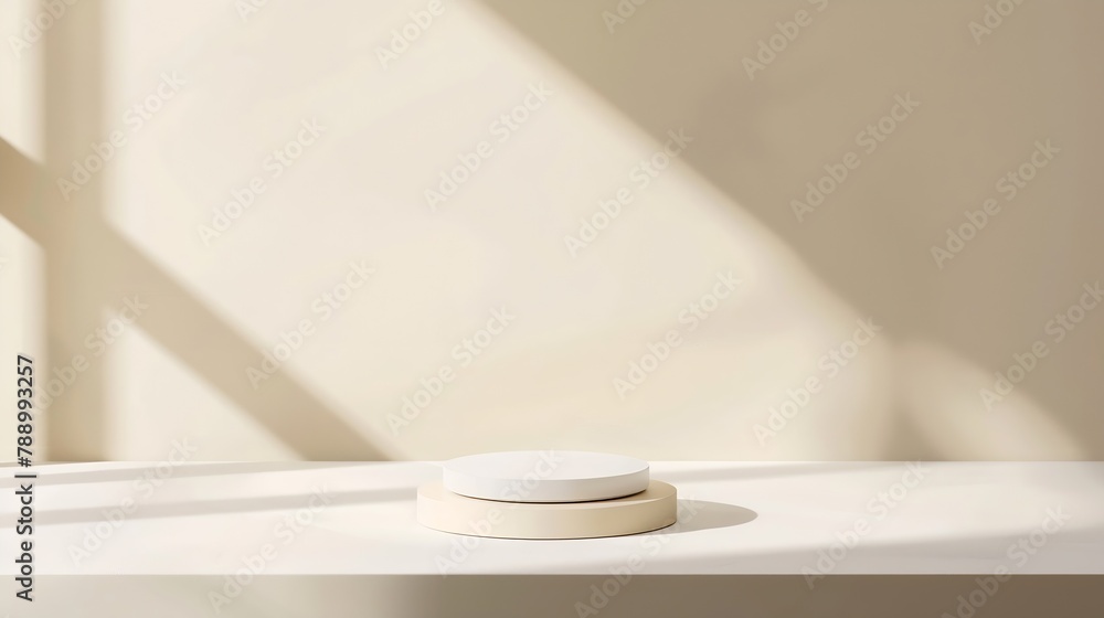 Poster empty white product presentation podium with trendy shadows abstract minimal empty stage cosmetic pa