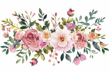 Watercolor rose clipart in various color and angle. flowers frame, botanical border, watercolour, wedding invite,Happy Women's, Mother's, Valentine's Day, birthday greeting card design.