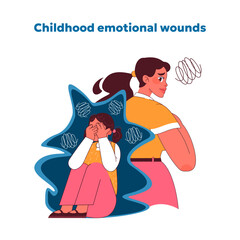 Childhood wounds concept. Vector illustration - obrazy, fototapety, plakaty