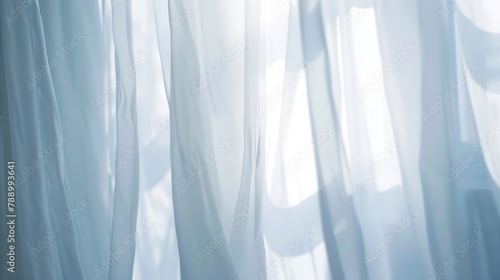 Poster close up of a sheer white window curtains abstract interior scene : generative ai