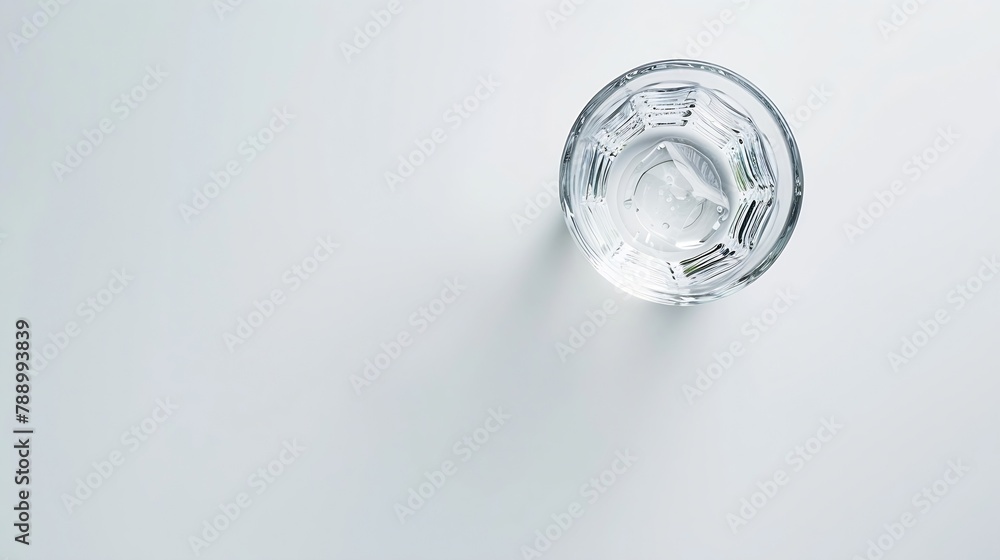 Poster glass of water on a white background top view flat lay banner : generative ai