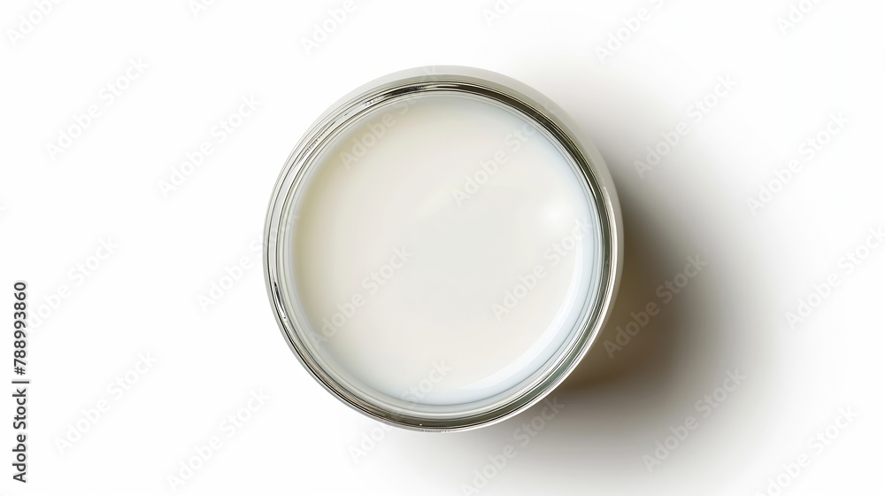 Poster top view of fresh milk in glass isolated on white background with clipping path : generative ai