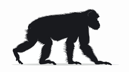 Monkey silhouette black shape. Ape shadow profile