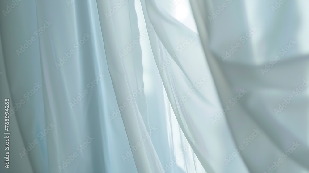 Poster close up of a sheer white window curtains abstract interior scene : generative ai